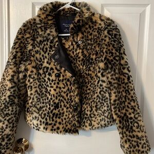 American Eagle Outfitters Brown and Black Teddy Jacket